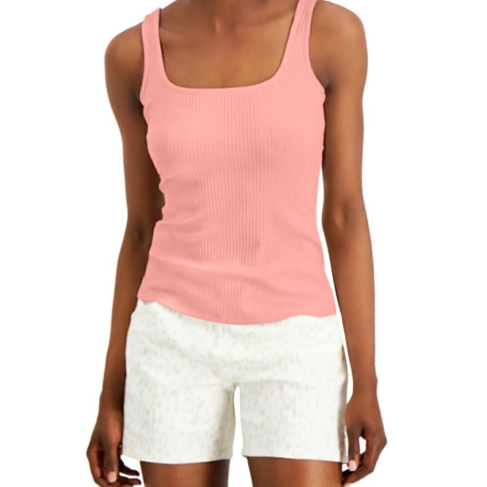 Women's Square Neck Rib Tank, Created for Macy's NWT Sz 4X first blush color